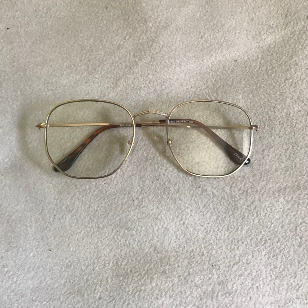 Gold Hexagon reading glasses